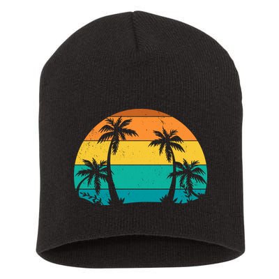 Retro Summer Tropical Beach Short Acrylic Beanie