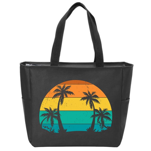Retro Summer Tropical Beach Zip Tote Bag