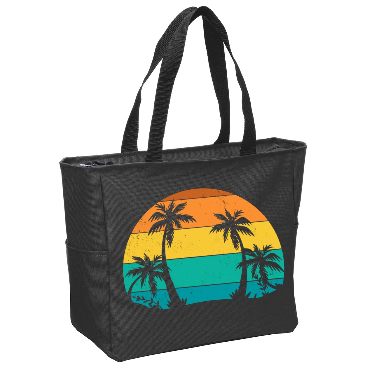 Retro Summer Tropical Beach Zip Tote Bag