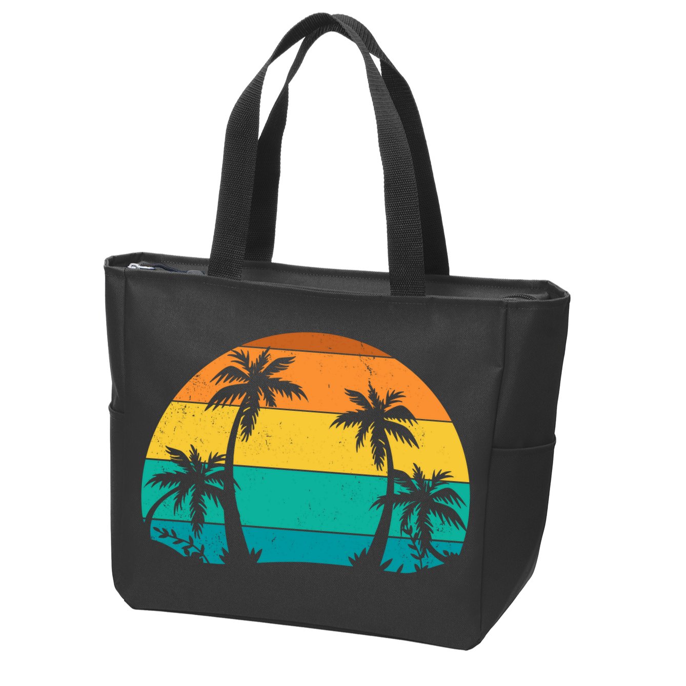 Retro Summer Tropical Beach Zip Tote Bag