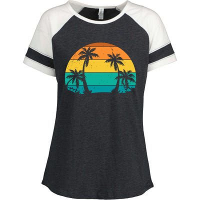 Retro Summer Tropical Beach Enza Ladies Jersey Colorblock Tee