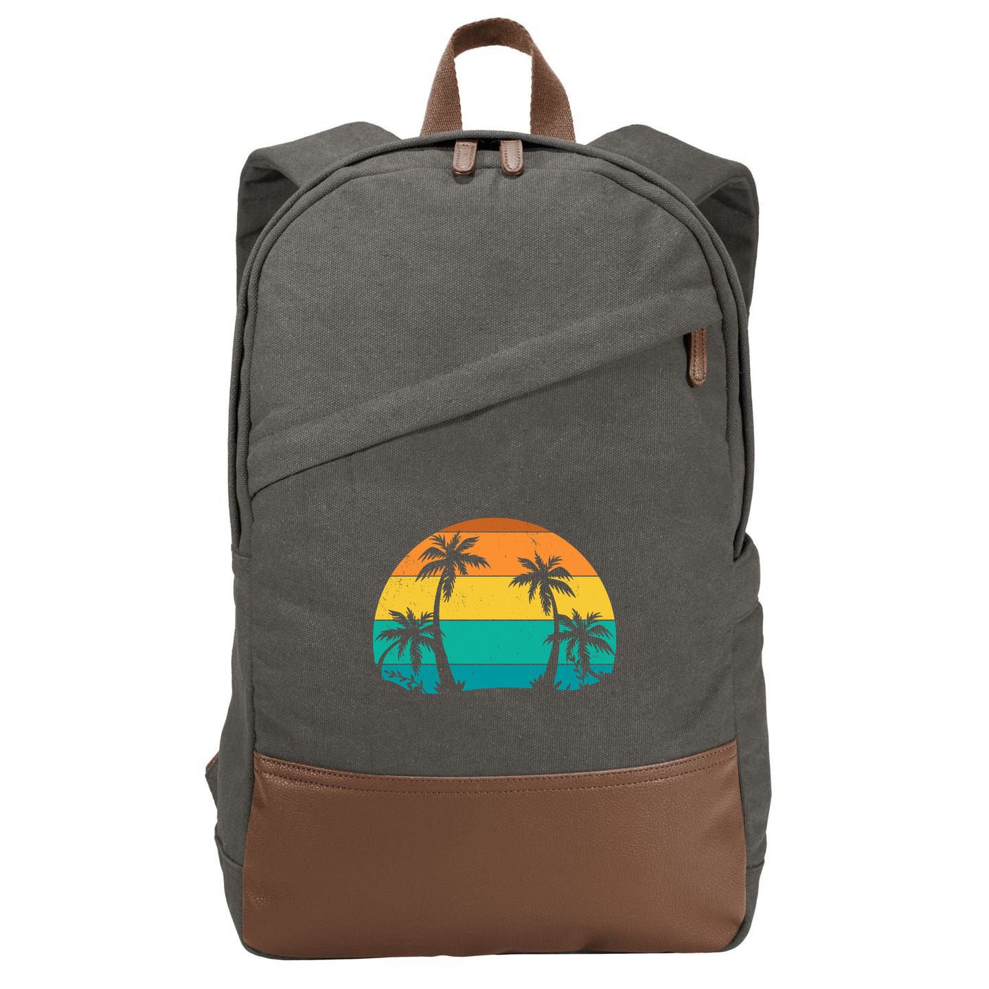 Retro Summer Tropical Beach Cotton Canvas Backpack