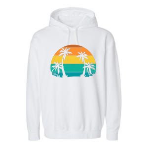 Retro Summer Tropical Beach Garment-Dyed Fleece Hoodie