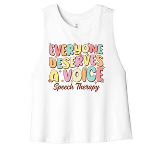 Retro Speech Therapy Speech Language Pathologist Therapist Women's Racerback Cropped Tank