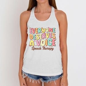 Retro Speech Therapy Speech Language Pathologist Therapist Women's Knotted Racerback Tank