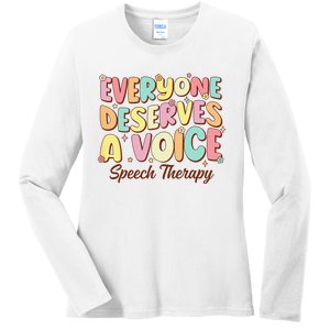 Retro Speech Therapy Speech Language Pathologist Therapist Ladies Long Sleeve Shirt