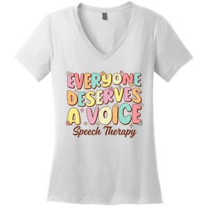 Retro Speech Therapy Speech Language Pathologist Therapist Women's V-Neck T-Shirt