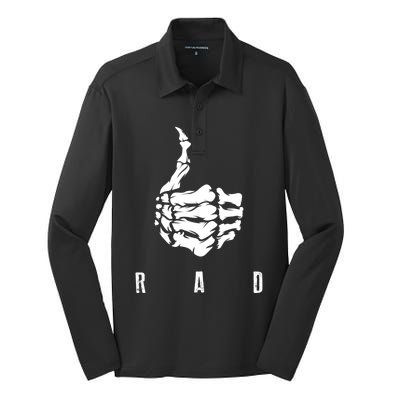 Rad Skeleton Thumb Cool Gag Radiography Lovers Gift Silk Touch Performance Long Sleeve Polo