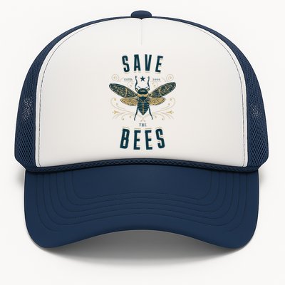 Retro Save The Bees Apiary Bee Beekeeper Earth Day Trucker Hat