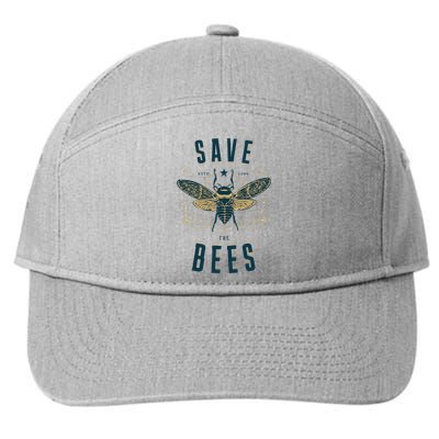 Retro Save The Bees Apiary Bee Beekeeper Earth Day 7-Panel Snapback Hat