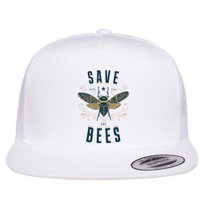 Retro Save The Bees Apiary Bee Beekeeper Earth Day Flat Bill Trucker Hat