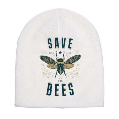 Retro Save The Bees Apiary Bee Beekeeper Earth Day Short Acrylic Beanie