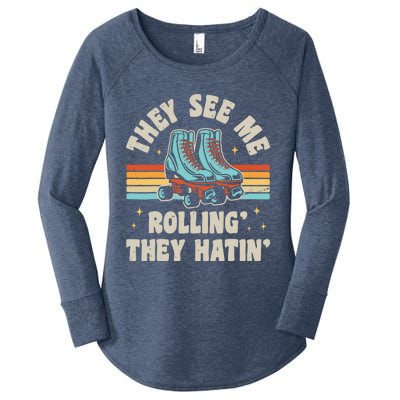 Roller Skating They See Me Rollin' They Hatin' Skater Skate Women's Perfect Tri Tunic Long Sleeve Shirt