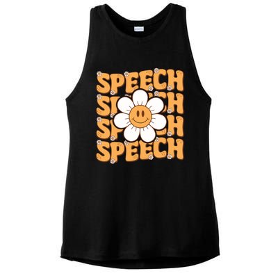 Retro Speech Therapy Speech Language Pathologist Therapist Ladies PosiCharge Tri-Blend Wicking Tank