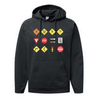 Road Signs Traffic Signs Driving School Sign Examination Performance Fleece Hoodie