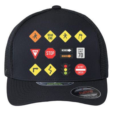 Road Signs Traffic Signs Driving School Sign Examination Flexfit Unipanel Trucker Cap