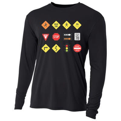 Road Signs Traffic Signs Driving School Sign Examination Cooling Performance Long Sleeve Crew