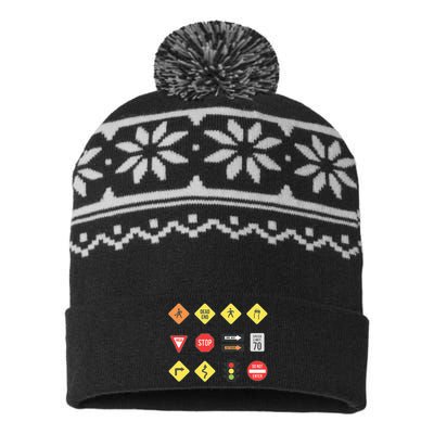 Road Signs Traffic Signs Driving School Sign Examination USA-Made Snowflake Beanie