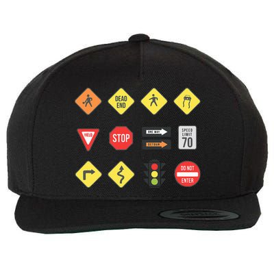 Road Signs Traffic Signs Driving School Sign Examination Wool Snapback Cap