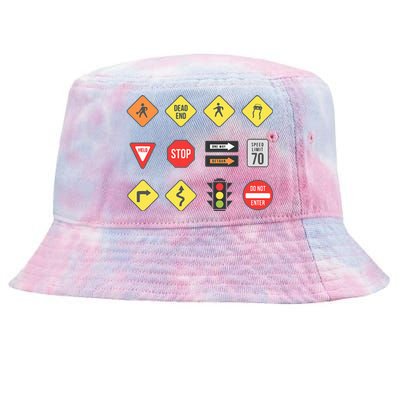 Road Signs Traffic Signs Driving School Sign Examination Tie-Dyed Bucket Hat