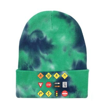 Road Signs Traffic Signs Driving School Sign Examination Tie Dye 12in Knit Beanie