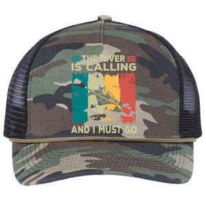 Rafting Saying The River Is Calling And I Must Go Rafting Meaningful Gift Retro Rope Trucker Hat Cap