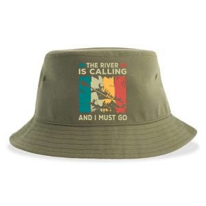 Rafting Saying The River Is Calling And I Must Go Rafting Meaningful Gift Sustainable Bucket Hat