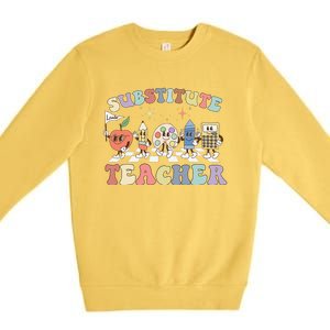 Retro Substitute Teacher Team Substitute Squad Premium Crewneck Sweatshirt