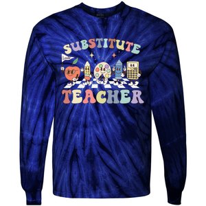 Retro Substitute Teacher Team Substitute Squad Tie-Dye Long Sleeve Shirt