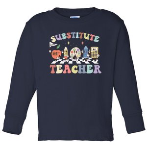 Retro Substitute Teacher Team Substitute Squad Toddler Long Sleeve Shirt