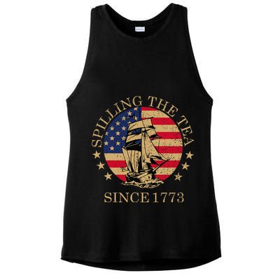 Retro Spilling The Tea Since 1773 4th Of July Gift Ladies PosiCharge Tri-Blend Wicking Tank