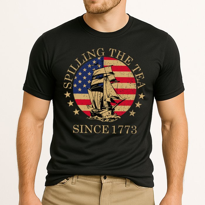 Retro Spilling The Tea Since 1773 4th Of July Gift Cooling Performance Crew T-Shirt