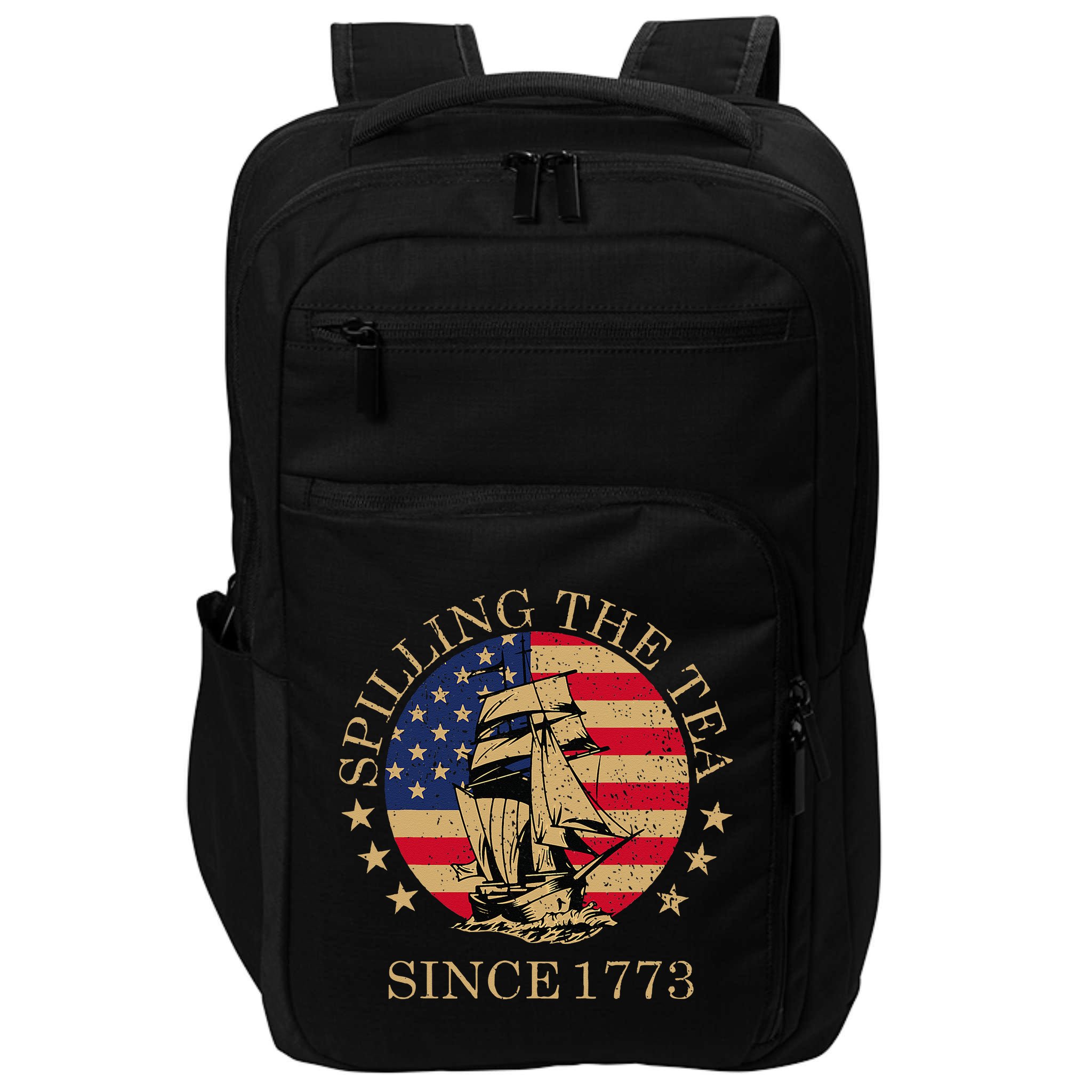 Retro Spilling The Tea Since 1773 4th Of July Gift Impact Tech Backpack