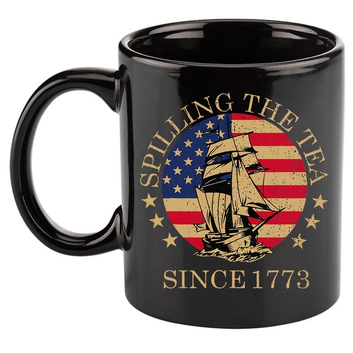 Retro Spilling The Tea Since 1773 4th Of July Gift 11oz C Handle Ceramic Mug