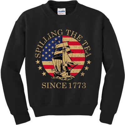 Retro Spilling The Tea Since 1773 4th Of July Gift Kids Sweatshirt