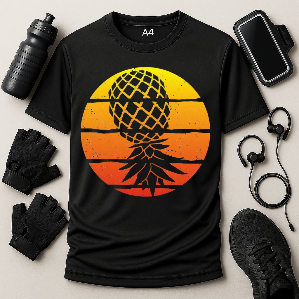 Retro Sunset Upside Down Pineapple Swinger Performance Shirt