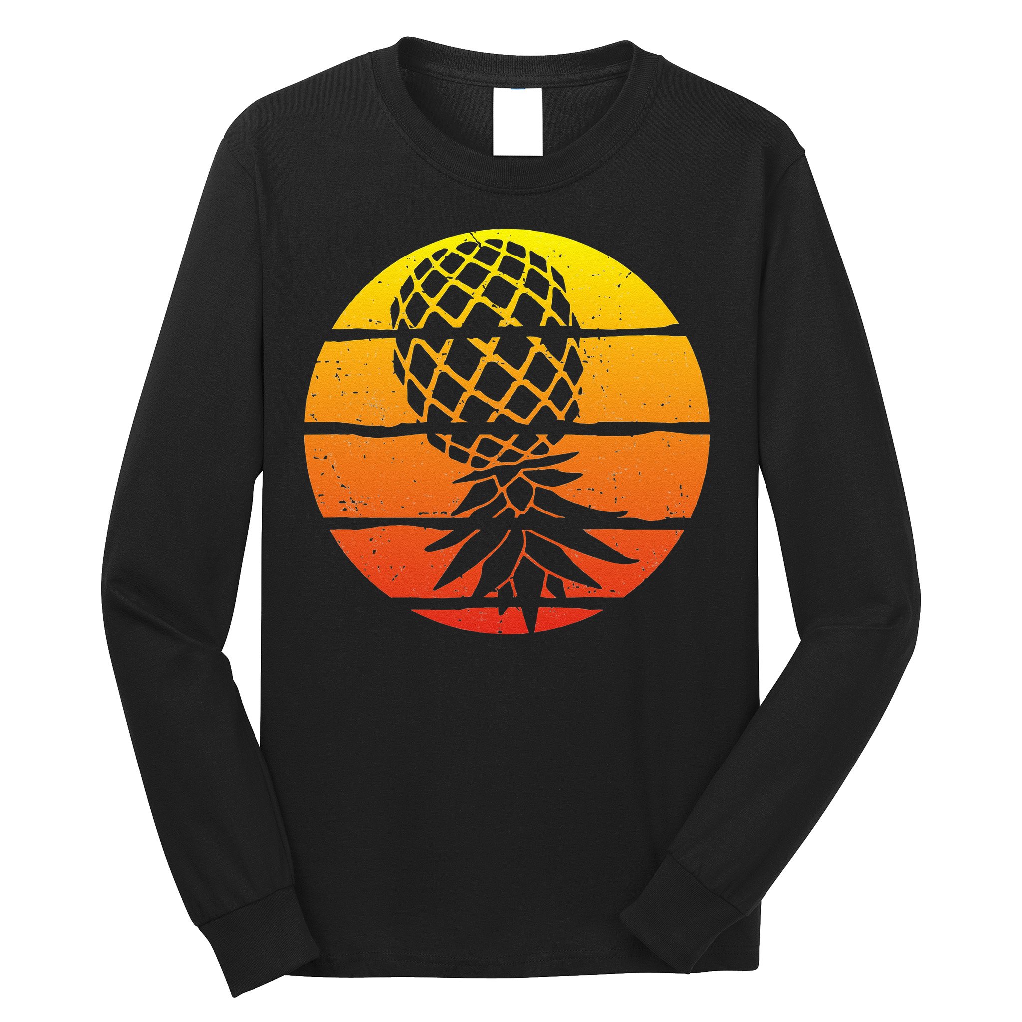 Retro Sunset Upside Down Pineapple Swinger Long Sleeve Shirt