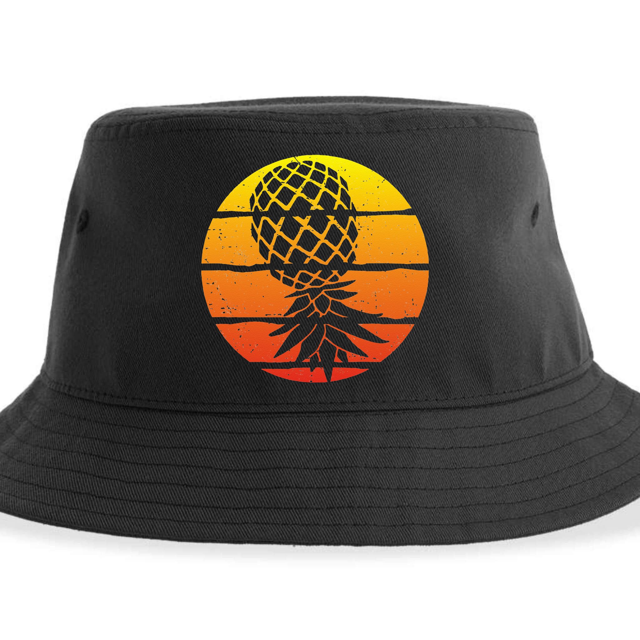 Retro Sunset Upside Down Pineapple Swinger Sustainable Bucket Hat