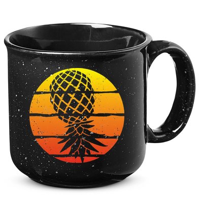 Retro Sunset Upside Down Pineapple Swinger 15oz Campfire Ceramic Mug