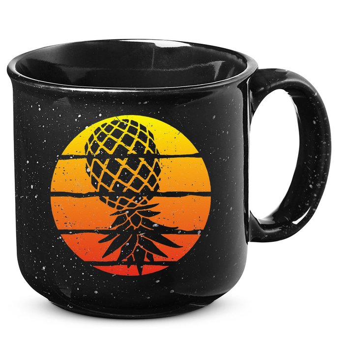Retro Sunset Upside Down Pineapple Swinger 15oz Campfire Ceramic Mug