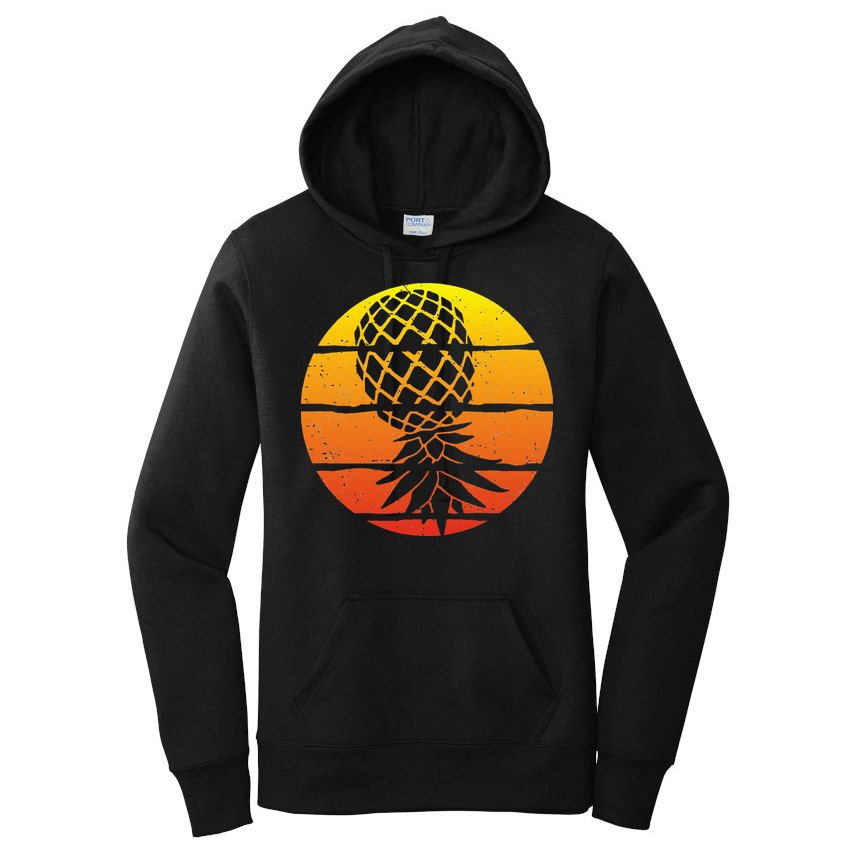 Retro Sunset Upside Down Pineapple Swinger Women's Pullover Hoodie