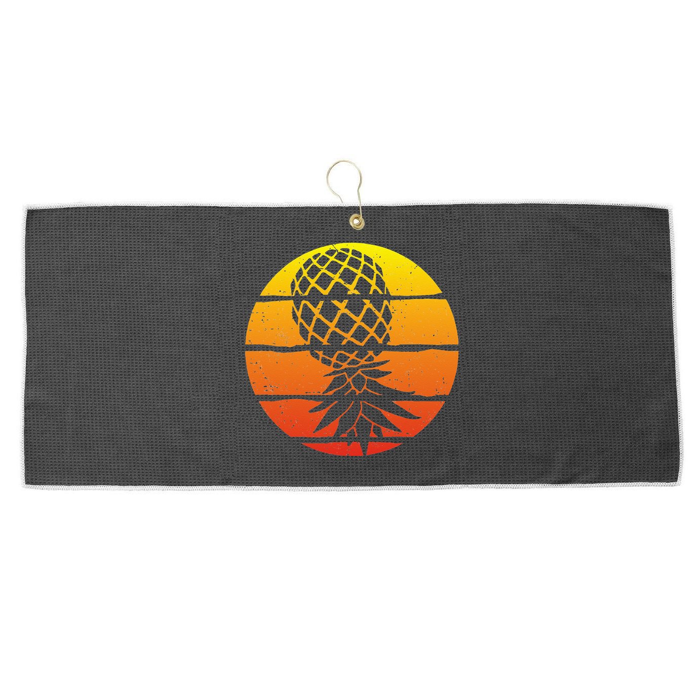 Retro Sunset Upside Down Pineapple Swinger Large Microfiber Waffle Golf Towel