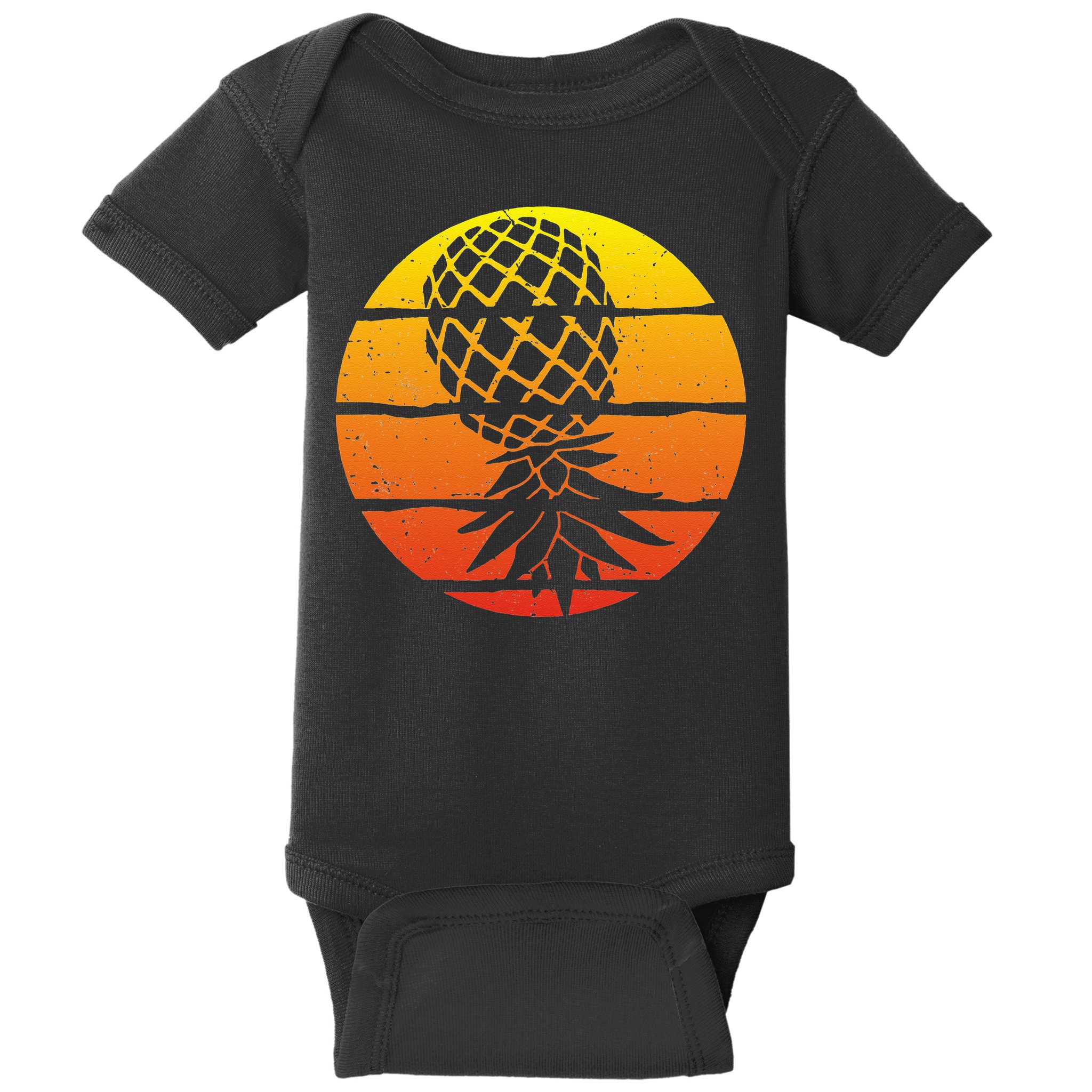 Retro Sunset Upside Down Pineapple Swinger Baby Bodysuit