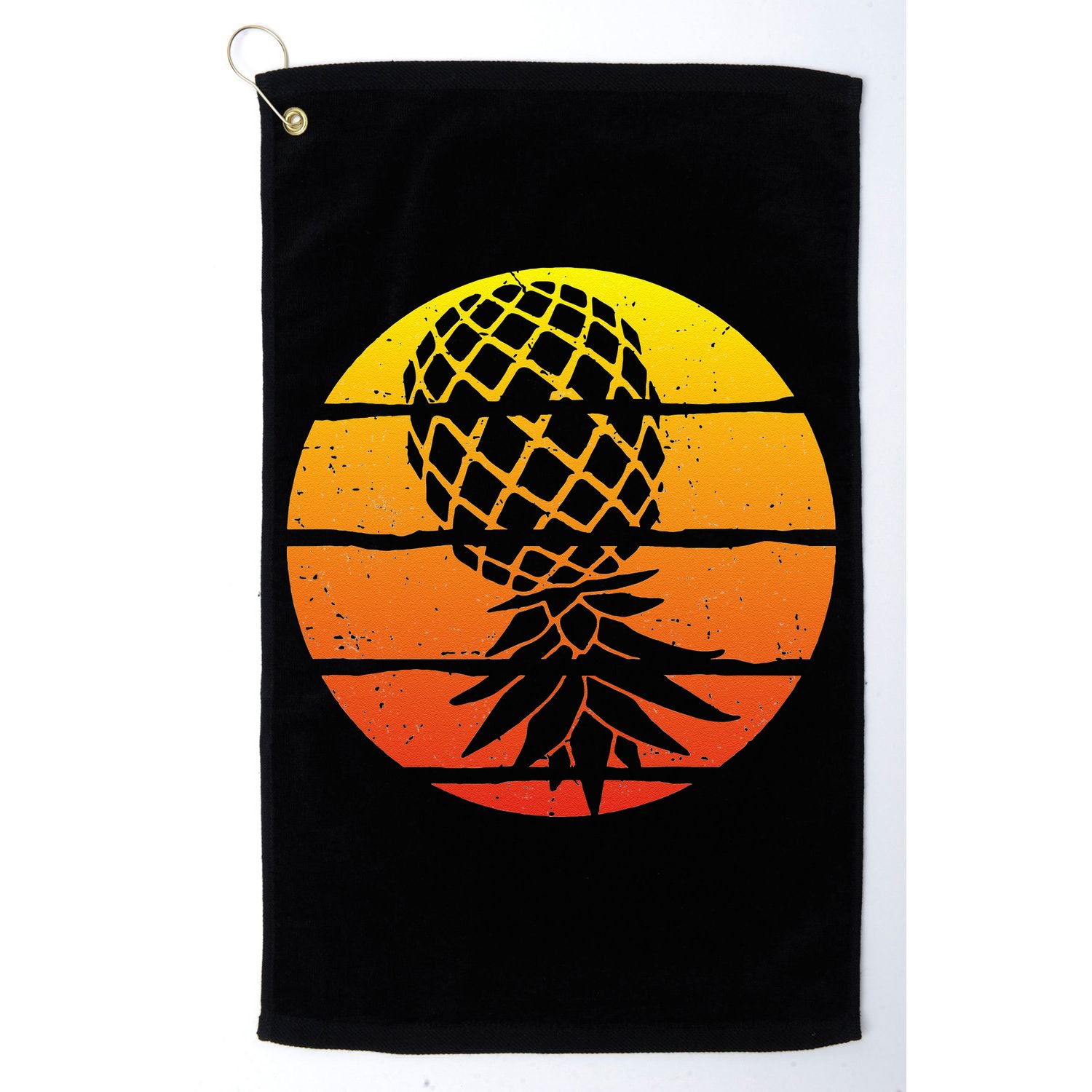 Retro Sunset Upside Down Pineapple Swinger Golf Towel