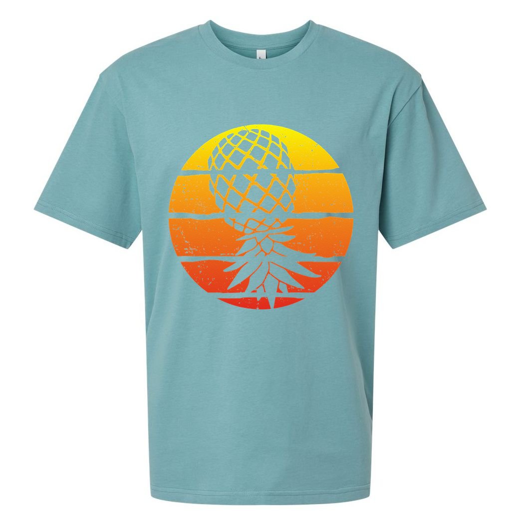 Retro Sunset Upside Down Pineapple Swinger Sueded Cloud Jersey T-Shirt