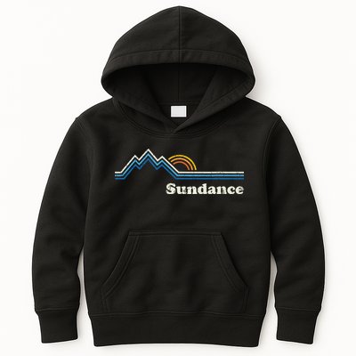 Retro Sundance Utah Ut T Vintage Sunrise Mountains Kids Hoodie