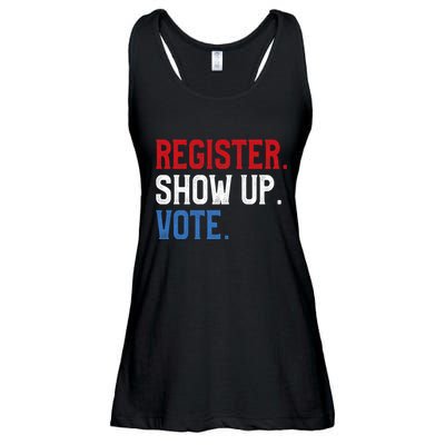 Register Show Up Vote Election Usa Voter Registration Ladies Essential Flowy Tank