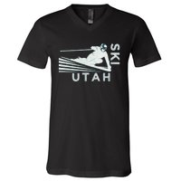 Retro Ski Utah Long Sleeve Vintage Snow Ski V-Neck T-Shirt