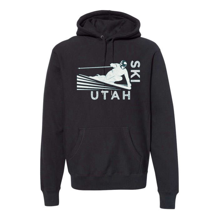 Retro Ski Utah Long Sleeve Vintage Snow Ski Premium Hoodie