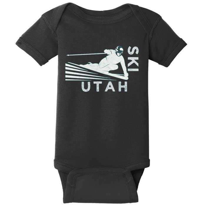 Retro Ski Utah Long Sleeve Vintage Snow Ski Baby Bodysuit